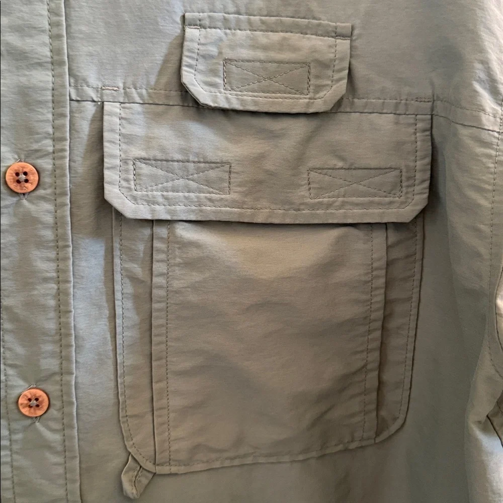 The North Face Green Nylon Cargo Button-Up Shirt Size Medium Outdoor Utility